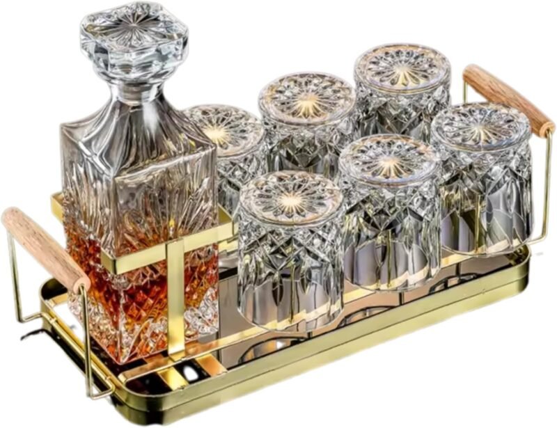 Customised Decanter Gift Set with Plate-whiskey decanter with gift box-crystal liquor decanter set for whiskey
