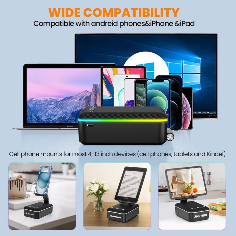 JTEMAN Gifts for Men Women,Cell Phone Stand with Bluetooth Speaker,LED Light,and Lanyard,Cool Tech Gadgets,Unique Birthday Gifts for Men Husband Mom Dad - Image 7