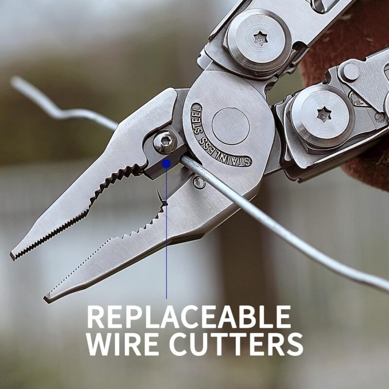 Multitool, 29-in-1 Multitool Pliers with Replaceable Wire Cutters and Saw, Heavy-duty Stainless Steel Multi-tool Set and Nylon Sheath for Camping Survival multi tool for Man - Image 4