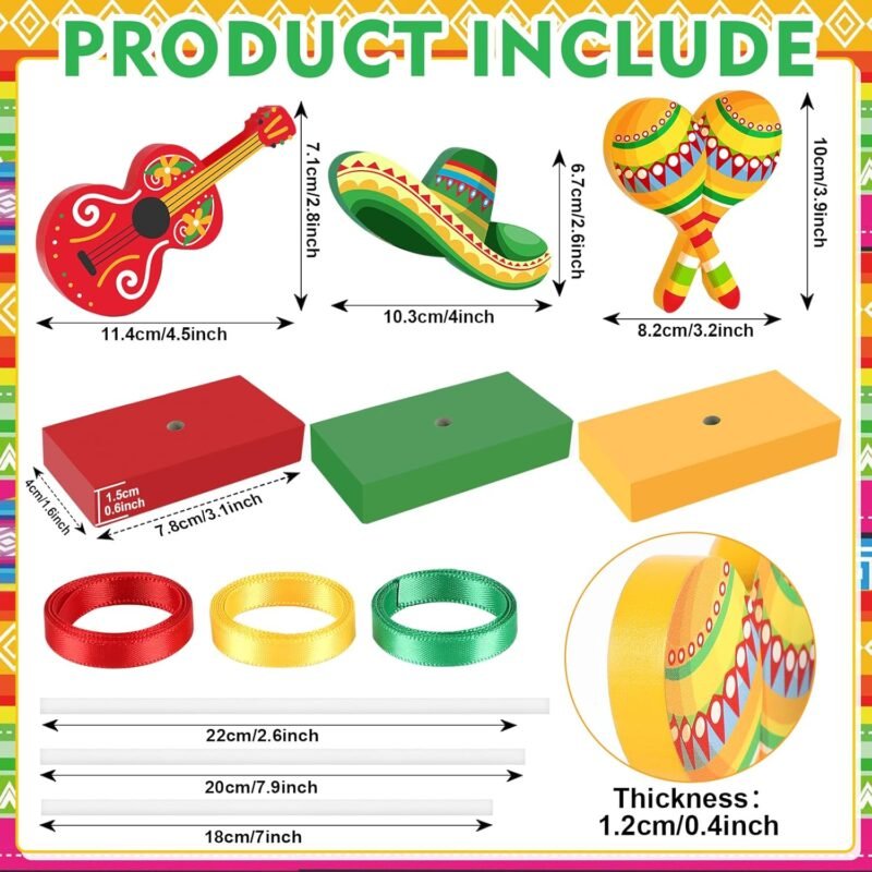 3 Pcs Cinco De Mayo Table Decoraions Wooden Signs Mexican Fiesta Decorations for Home Holiday Party(Color) - Image 3