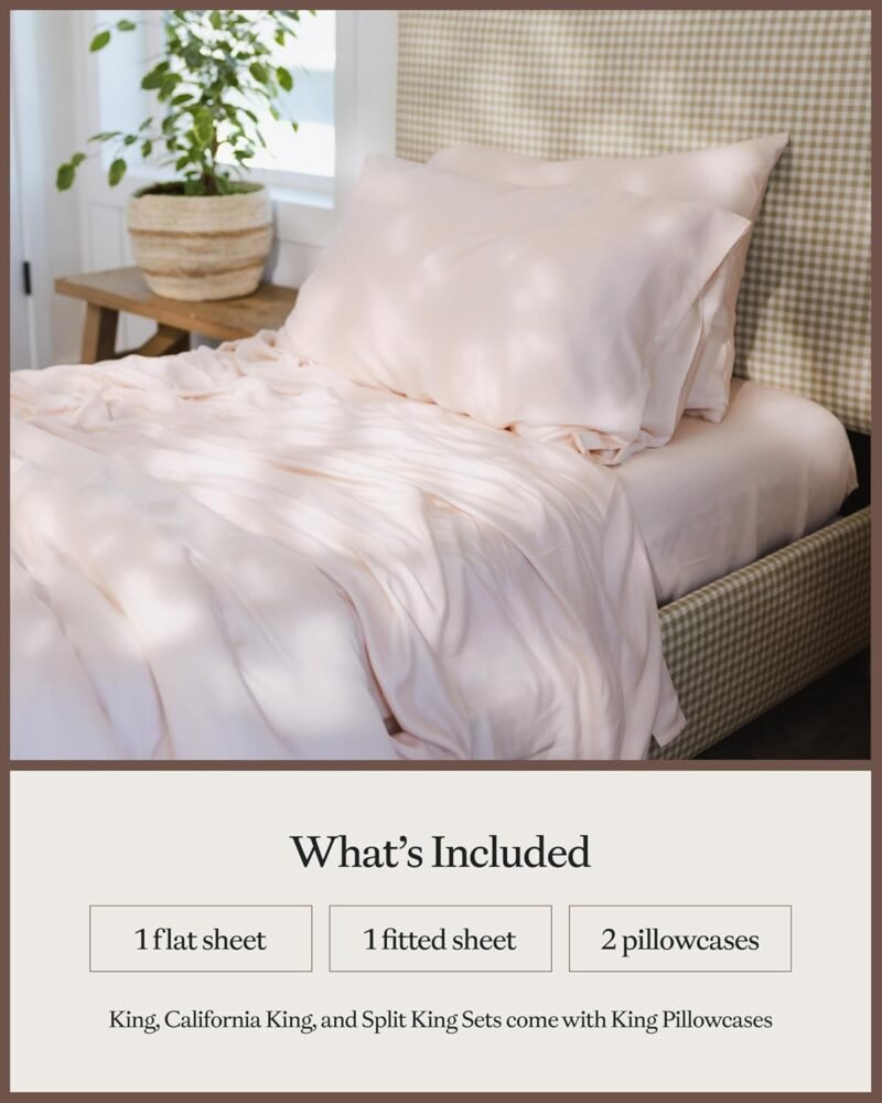Cozy Earth Luxury Bed Sheet Set - 100% Viscose from Bamboo Fabric, Ultra-Soft & Breathable, Fits Regular & Deep Pocket Mattresses up to 20" - 4 Pieces Queen Sheet Set - Peony - Image 3