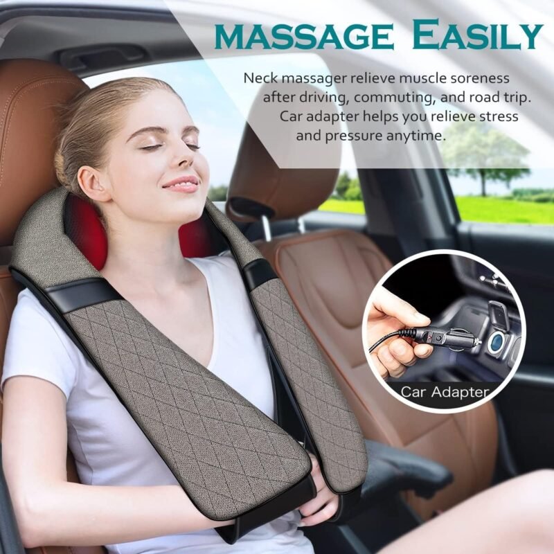 Blue Elf Shiatsu Electric Neck Back Massager Pillow 3D Kneading with Heat for Shoulder, Lower Back, Foot, Leg Muscles Pain Relief Relax in Car Office and Home (Gray) - Image 6