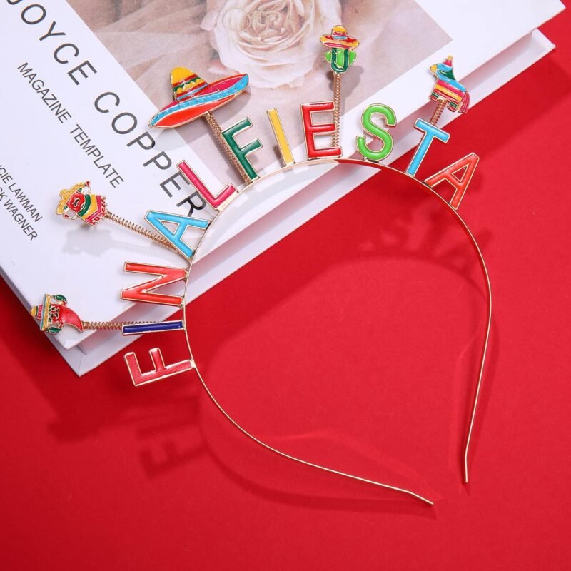 HEIDKRUEGER Cinco De Mayo Headband Funny Fiesta Hairband Mexico Charms Bopper Headbands for Mexican Fashion Hair Accessories - Image 2