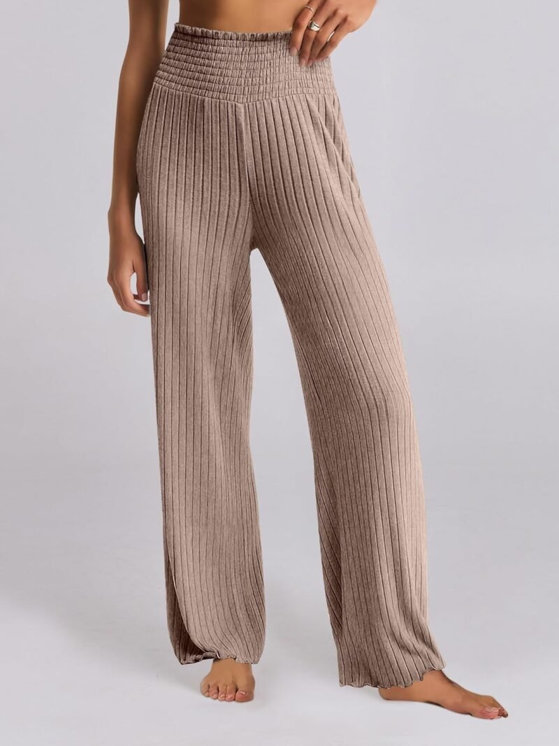 ANRABESS Women 2 Piece Lounge Pajamas Sets Casual Ribbed Knit Long Sleeve Top Pants Matching Set 2025 Fall Outfits Clothes - Image 6