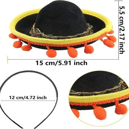 Sombrero Party Hats, Mexican Hat Headbands, Cinco De Mayo Fiesta Fabric Sombrero Headbands Party Supplies
