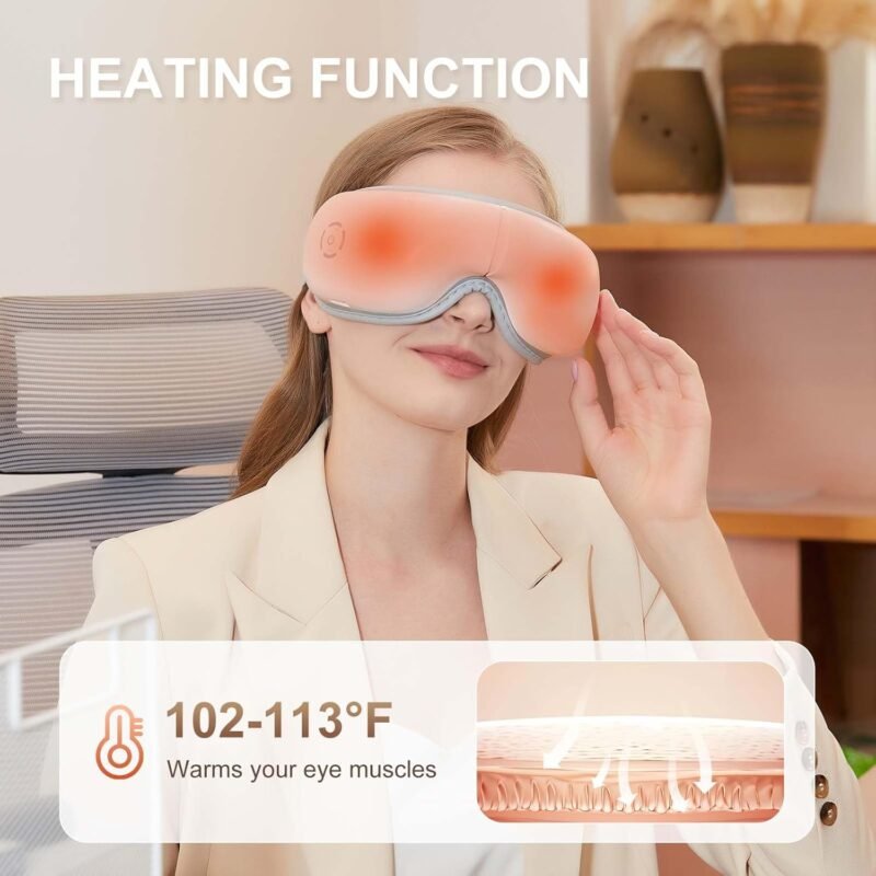 Eye Massager with Heat, Heated Eye Mask with Bluetooth Music, Massages Eye Muscles, Eye Care Gift with 5 Massage Modes and 180° Folding Design, Gifts for Friend, Mom and Dad - Image 3