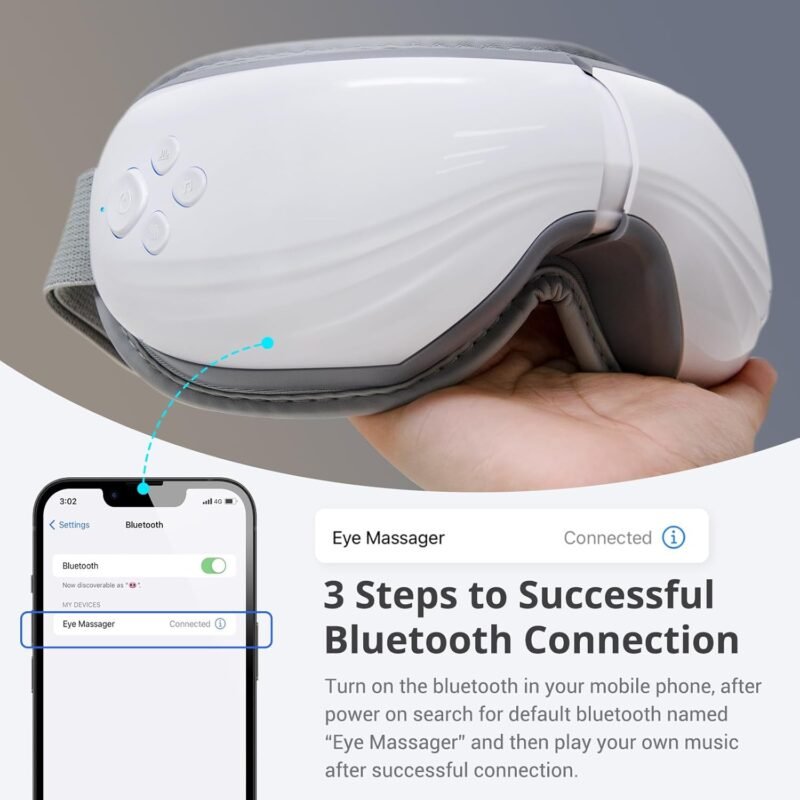 5 Mode Heated Eye Massager with Heat and Cooling, Eye Massage with Bluetooth Capability and Voice Announcement - Image 5