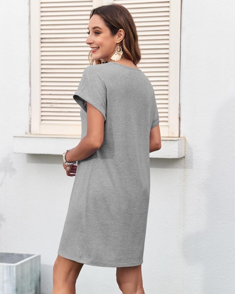 MISFAY Women Summer T Shirt Dresses 2025 Casual Short Sleeve Sundress V Neck Loose Tank Short Dress Vacation Outfits - Image 2