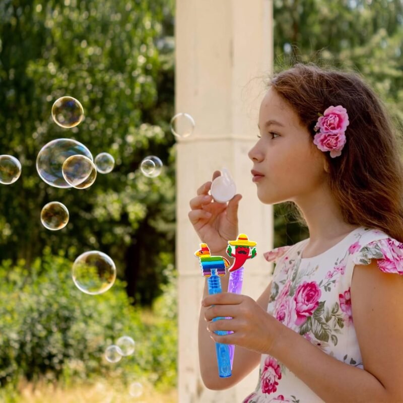 24Pcs Mexican Fiesta Party Favors Bubble Wands for Cinco De Mayo Fiesta Birthday Party Supplies,Mexican Mini Bubbles Wand Toys,Taco Party Classroom Prizes Pinata Goodie Bag Stuffers Gifts - Image 7