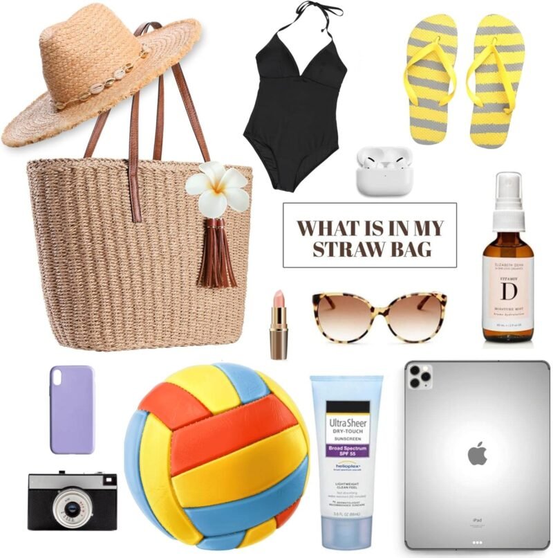 YXILEE Straw Bags For Women | M Size Travel Straw Totes Bag Woven Summer Handmade Shoulder Bag Handbag - Image 4