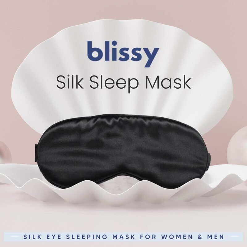 Blissy Silk Sleep Mask - Silk Eye Sleeping Mask for Women & Men for Total Blackout - Silk Eye Mask - 100% Pure Mulberry Silk, 22 Momme 6a Fibers - Blindfold Silk Sleep Mask Side Sleeper Eye Cover - Image 8