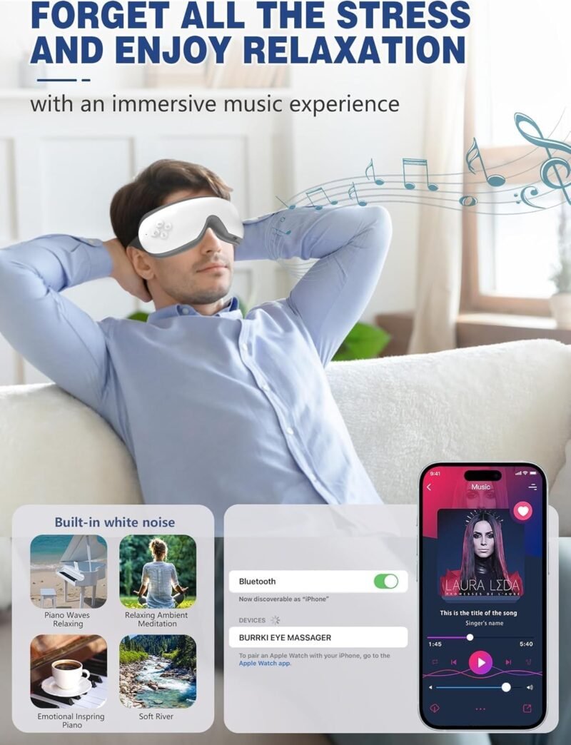 Eye Massager with Heat, Mothers Day Gifts for Mom, Heated Eye Massager for Migraines with Compression and Bluetooth, Reduce Eyes Strain, Dark Circles and Improve Sleep, Gifts for Women Men - Image 7