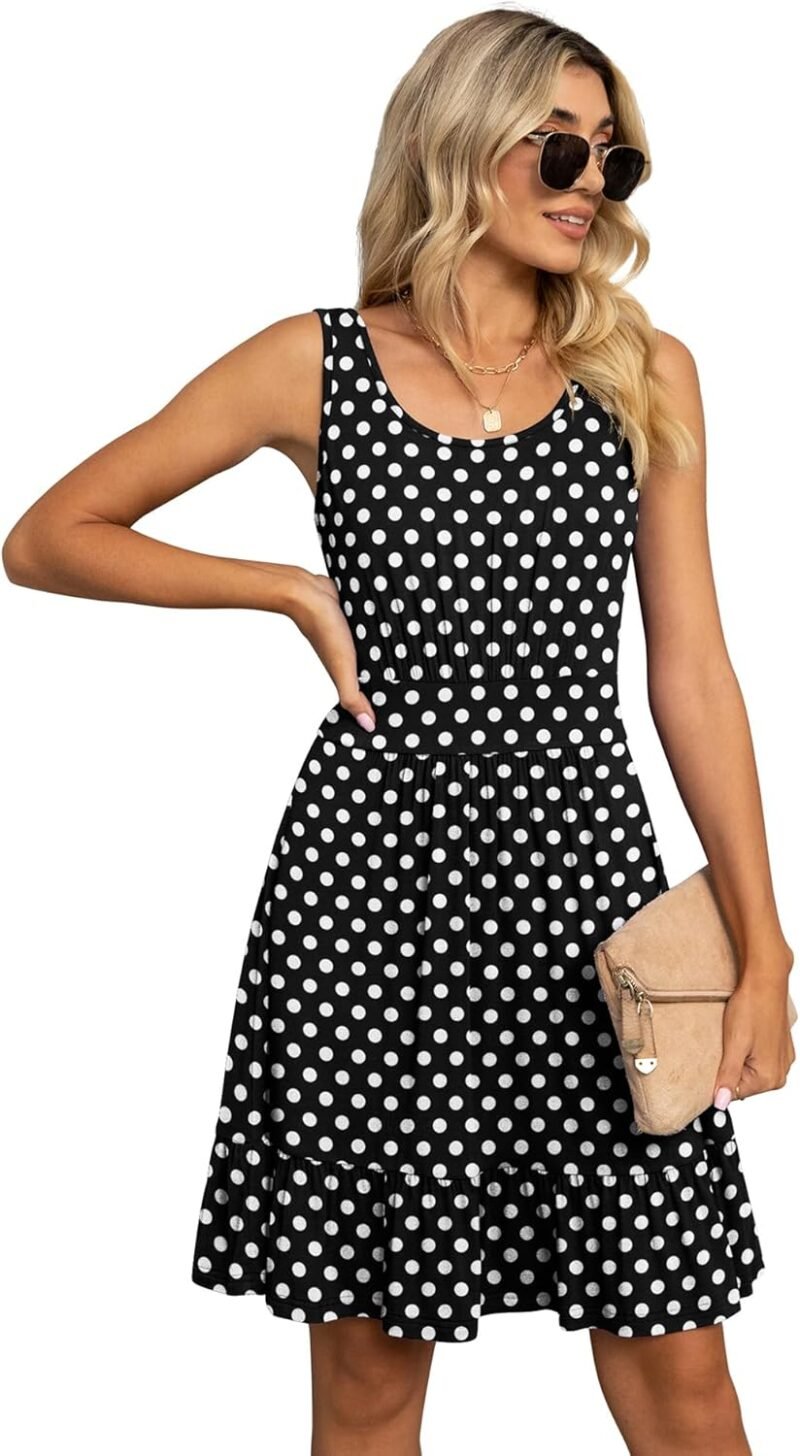 LILBETTER Women's Summer Casual U Neck Sundresses Pleated Knee Length Sleeveless Tank Dress - Image 2