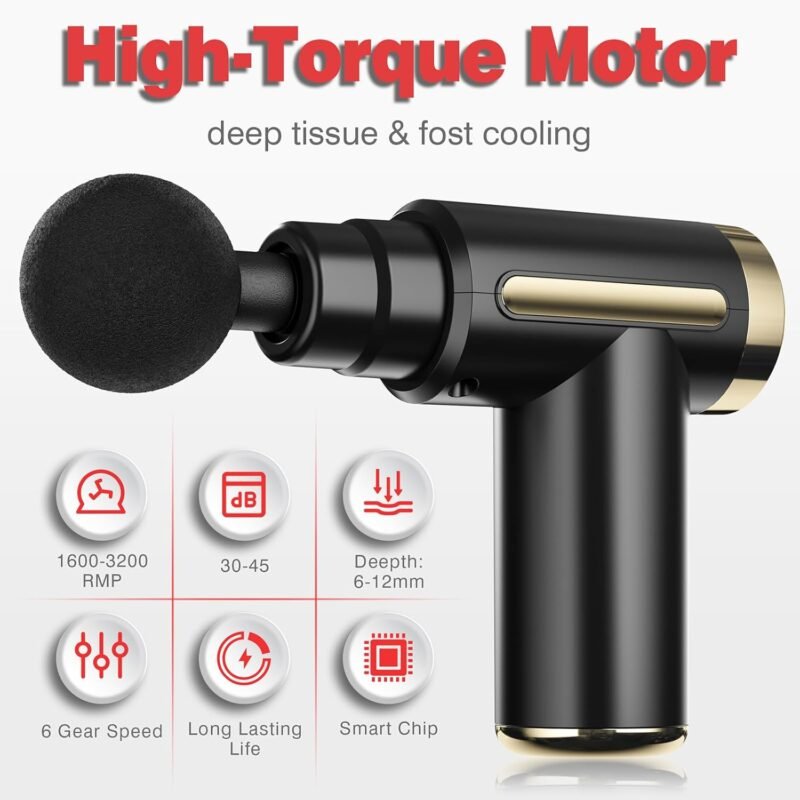 cotsoco Massage Gun Deep Tissue for Pain Relief with 4 Massage Heads & 6 Speeds, Electric Mini Handheld Body Massager for Any Pain Relief, Best Gifts for Dad and Mom - Image 3