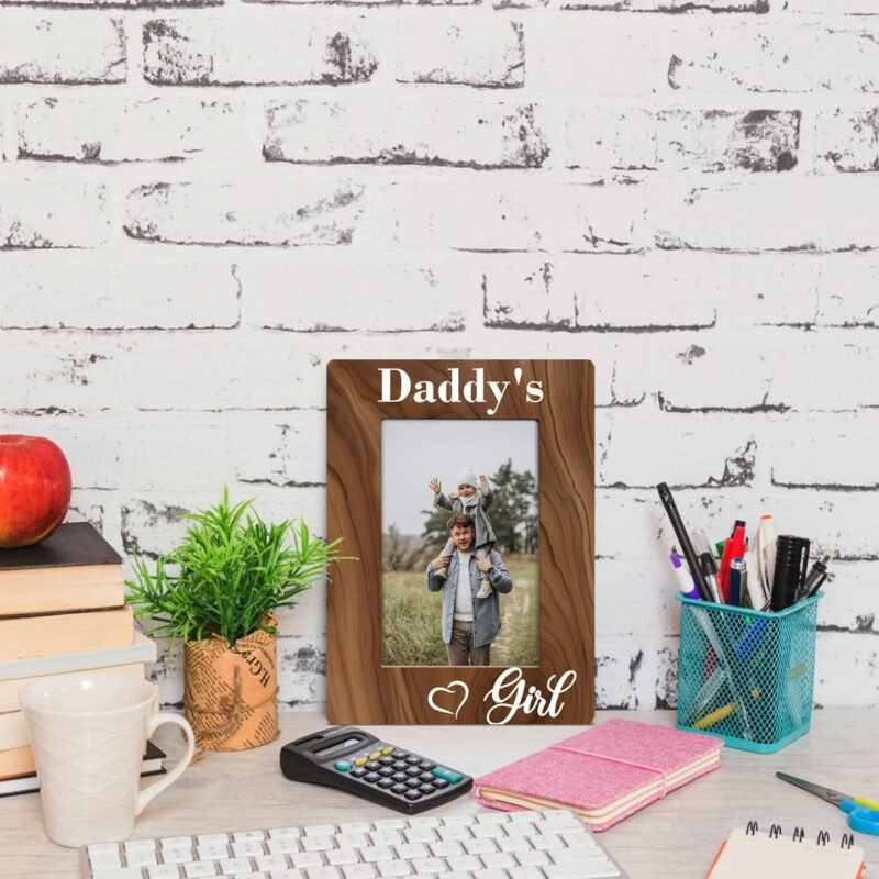 Dad Gift from Daughter, Daddy's Girl Photo Frame, Holds 4 x 6 Inch Photo, Farmhouse Wooden Picture Frame Gift, Daddy & Daughter Photo Frame for Home Office Decor, Dad Birthday Gifts, Christmas Gifts - Image 4