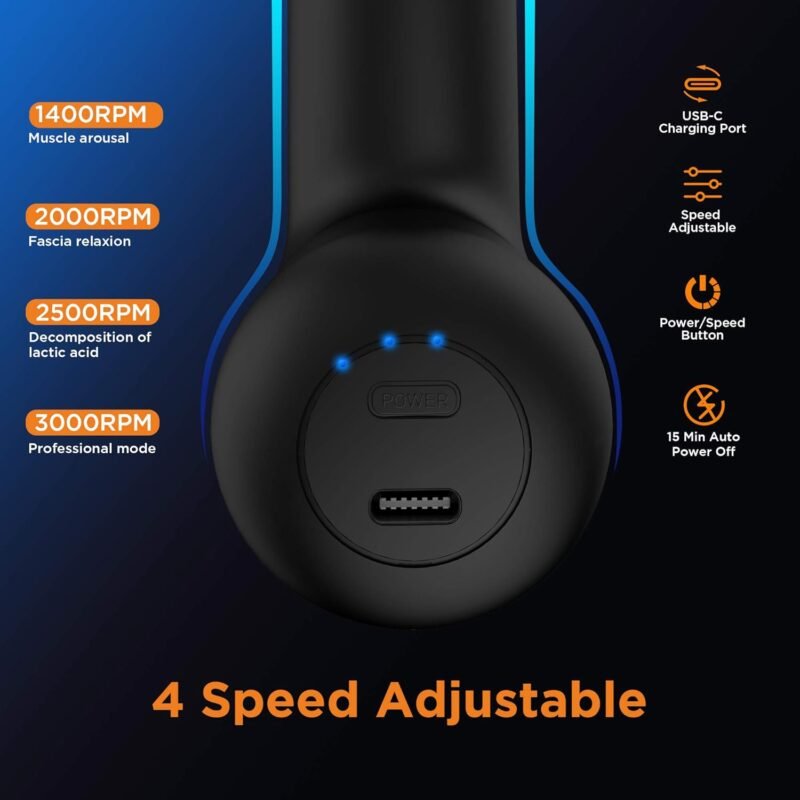Mini Massage Gun, Powerful Fascial Gun Portable Deep Tissue Percussion Muscle Back Head Massager for Pain Relief with 4 Massage Heads High-Intensity Vibration Rechargeable Small Massage Gun - Image 3