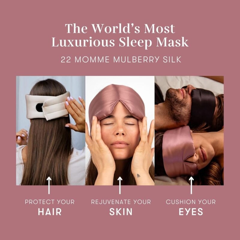 DROWSY Silk Sleep Mask. Face-Hugging, Padded Silk Cocoon for Luxury Sleep in Total Darkness. (Damask Rose) - Image 4