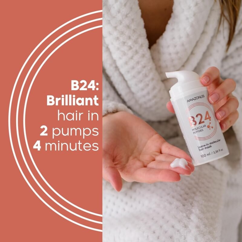Leave-In Molecular Peptides Leave-In Repair Hair Mask B24, Repairs Dry or Damaged Hair, Reverse Hair Damage from Bleach, Color, Chemical Services & Heat (3.38 fl oz) - Image 3