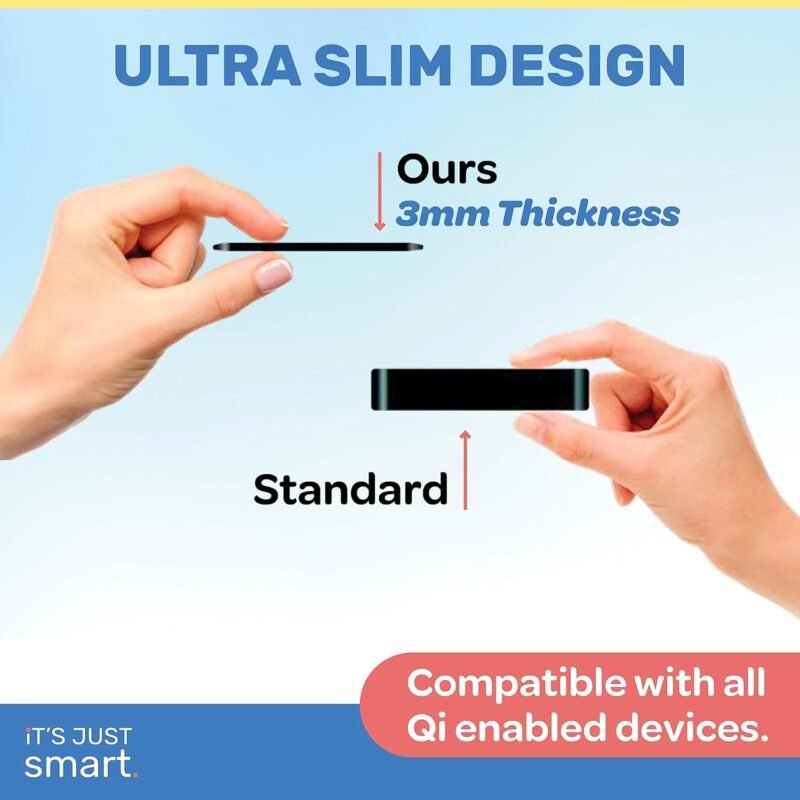 Ultra Slim Universal Wireless Charger - Upto 15W Max Phone Charger Compatible with All Qi Enabled Phones - Smart Charging Pad for Multiple Devices (Adapter Not Included) Black - Image 3