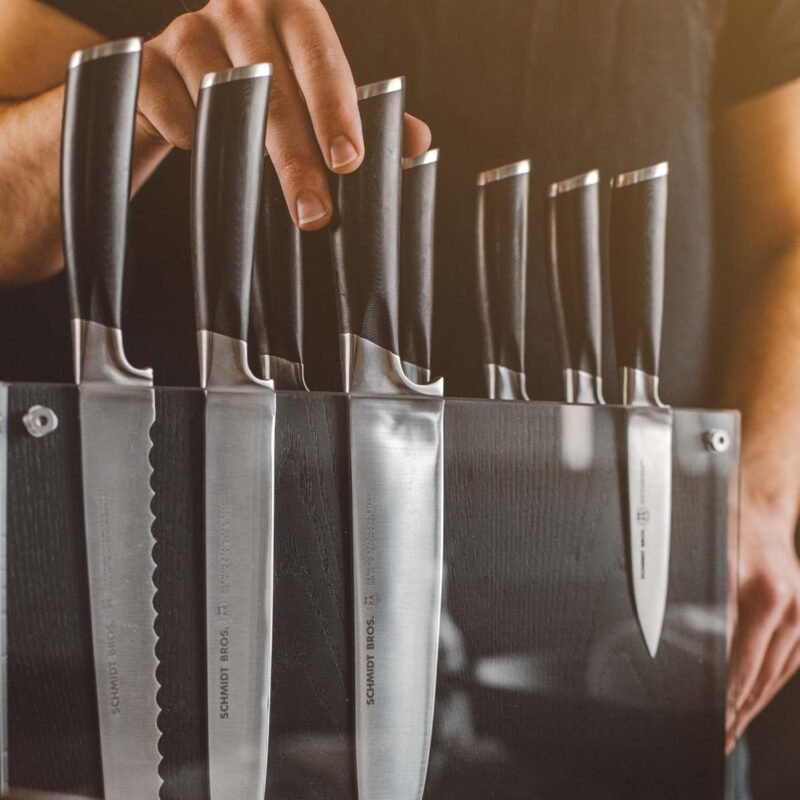 Schmidt Bros. Black Downtown Magnetic Knife Block, Ebony Stained Red Oak Schmidt-22-Series, Up to 18-Piece - Image 4