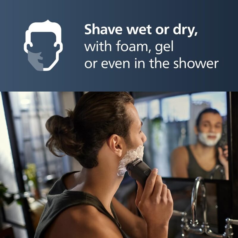 Philips Norelco Shaver 2400 Series, Wet and Dry Electric Shaver, Pop-up Trimmer, P-Cap, Deep Black, Model X3001/90 - Image 7