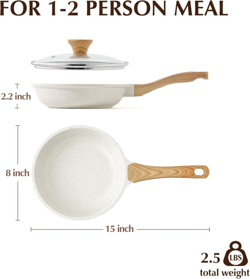 SENSARTE Nonstick Ceramic Frying Pan with Lid 8/9.5/11/12.5 Inch Omelet Pan Skillet, PFAS/PTFE/PFOA Free Healthy Non-toxic Chef's Pan Induction Compatible Egg Pan with Heat Resistant Handle - Image 8