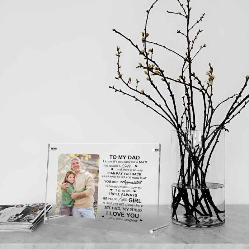 Personalized Dad Gifts from Daughter, Father's Day Acrylic Picture Frame (8"x10") Gifts for Men on Birthday - Gift For Dad - Double Panel Frame with Your Photo - Home Decor Desktop Display - Image 2