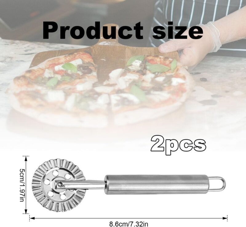 2pcs Ravioli Cutter Wheel, Stainless Steel Dough Cutter Roller Pasta Crimping Wheel Pastry Maker Tool for Home Kitchen - Image 2