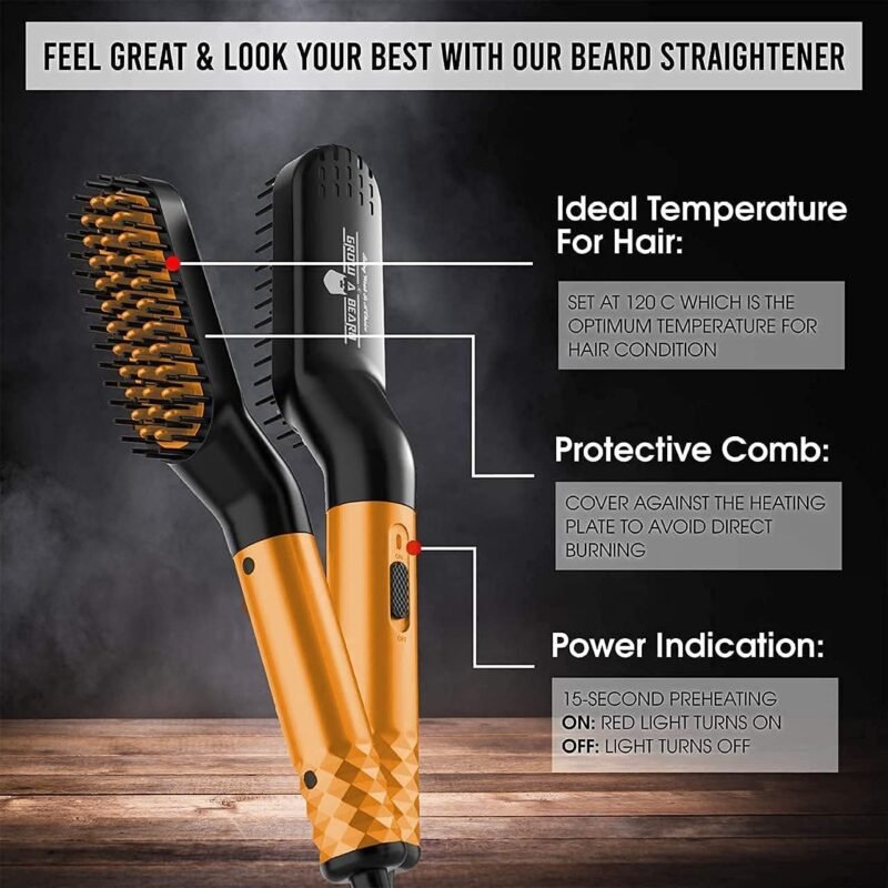 Beard Straightener Grooming Kit for Men, Beard Growth Kit, Wash, Brush & Comb, Unscented Growth Oil, All Natural Chanel Balm, Conditioner, Razor & Scissors, Great Gift Idea for Men's (Bamboo) - Image 2