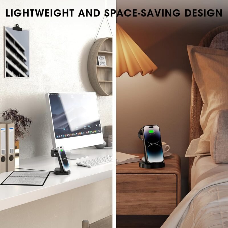 3 in 1 Charging Station for iPhone, Wireless Charger for iPhone 16e 16 15 14 13 12 11 X Pro Max & Apple Watch - Wireless Charging Station for AirPods 4 3 Pro - Image 6
