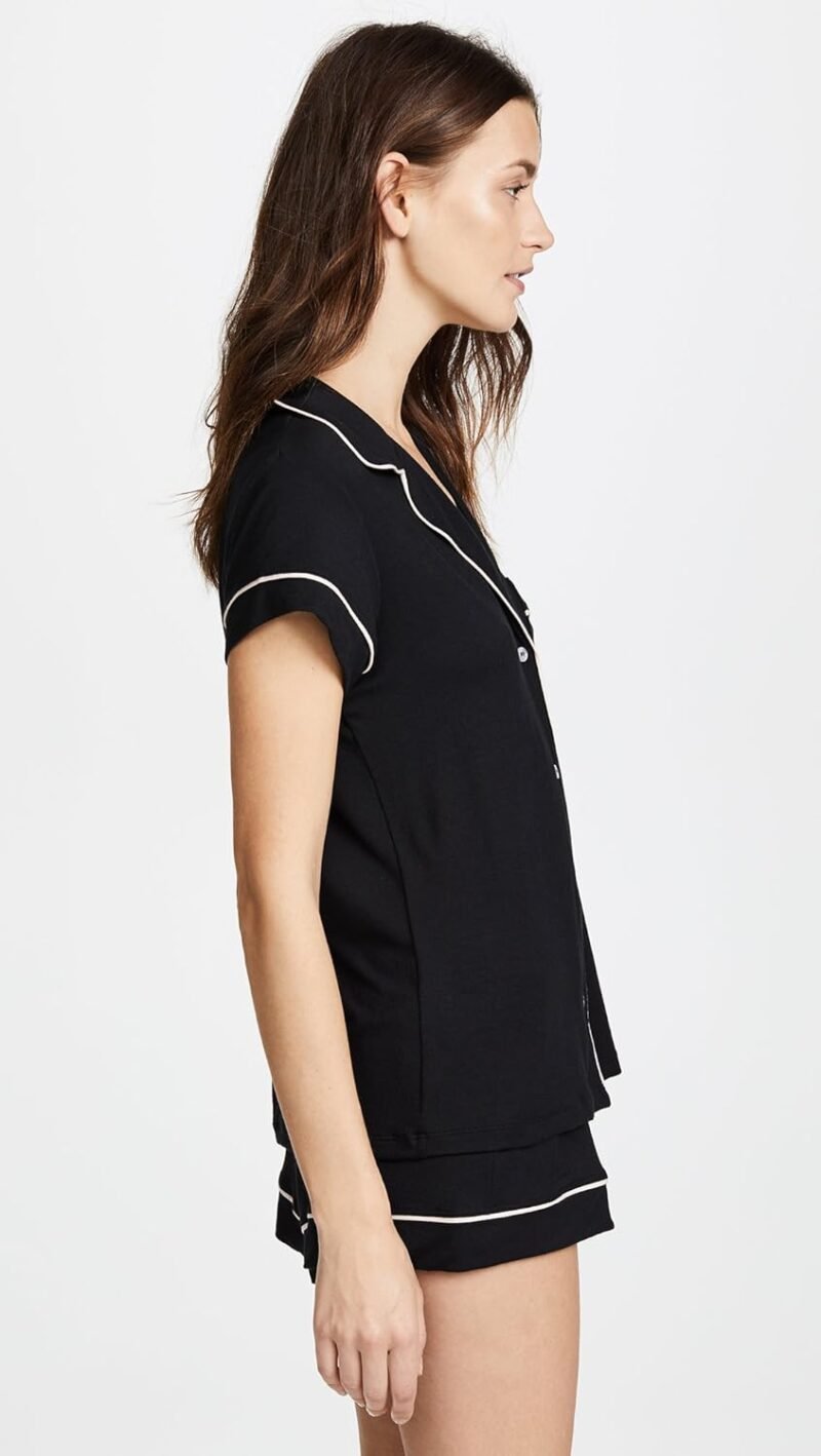 Eberjey Gisele Classic Women's Pajama Set | Short Sleeve Button Down Shirt w Front Pocket, Shorts w Elastic Waist - Image 4
