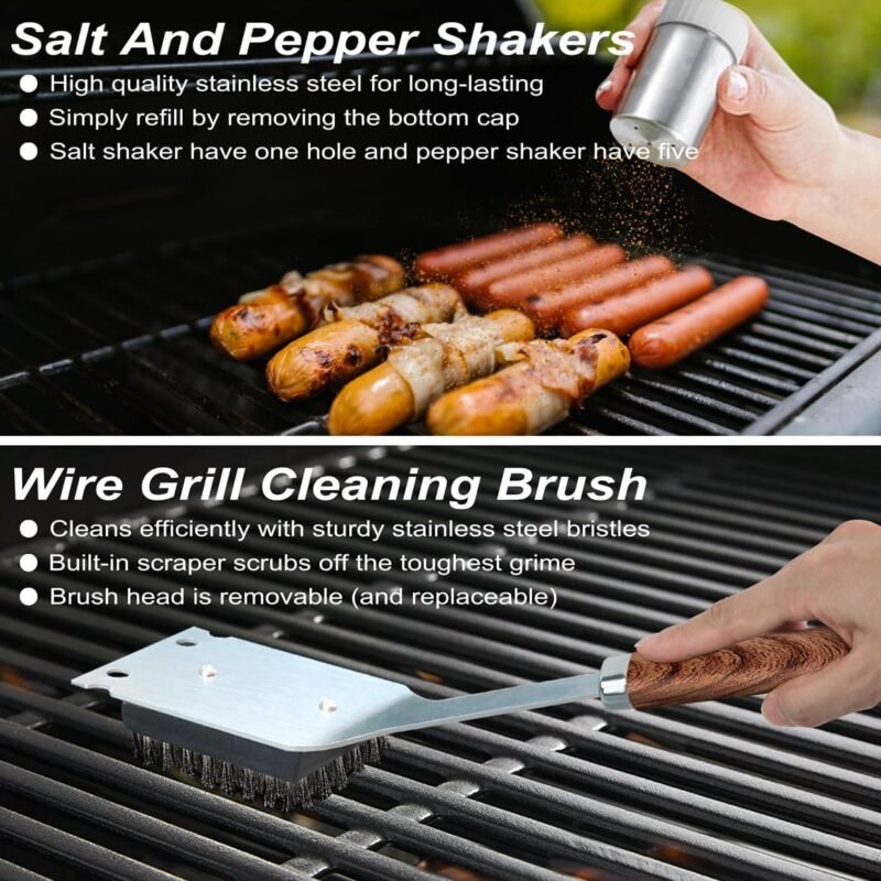 POLIGO 22PCS Heavy Duty BBQ Grill Accessories Set, Non-Slip Grill Tools for Outdoor Grill Set Thicker Stainless Steel Grill Utensils Set, Deluxe Grilling Tools Set in Aluminum Case Ideal Gifts for Men - Image 7