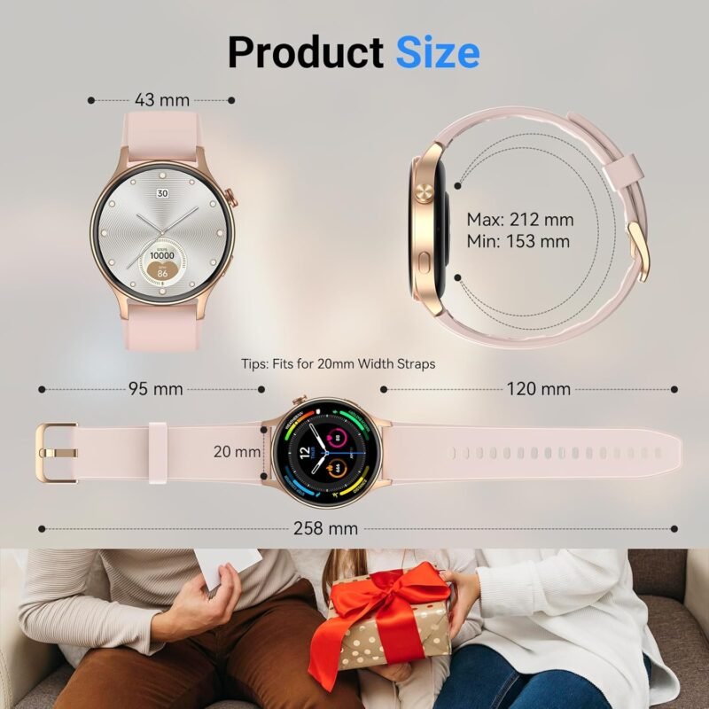 Fitpolo Smart Watch for Women,1.3" AMOLED Touchscreen Fitness Tracker, Make/Answer Calls, Heart Rate SpO2 Monitor, IP68 Waterproof, Sleep & Activity Tracking Smartwatch for Android Phones iPhone - Image 8