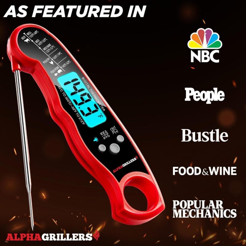 Alpha Grillers Meat Thermometer Digital - Instant Read Food Thermometer for Cooking Grilling Air Fryer Griddle Probe Kitchen Gadgets Essentials BBQ Accessories Grill Gifts for Men Him Dad Fathers Day - Image 4