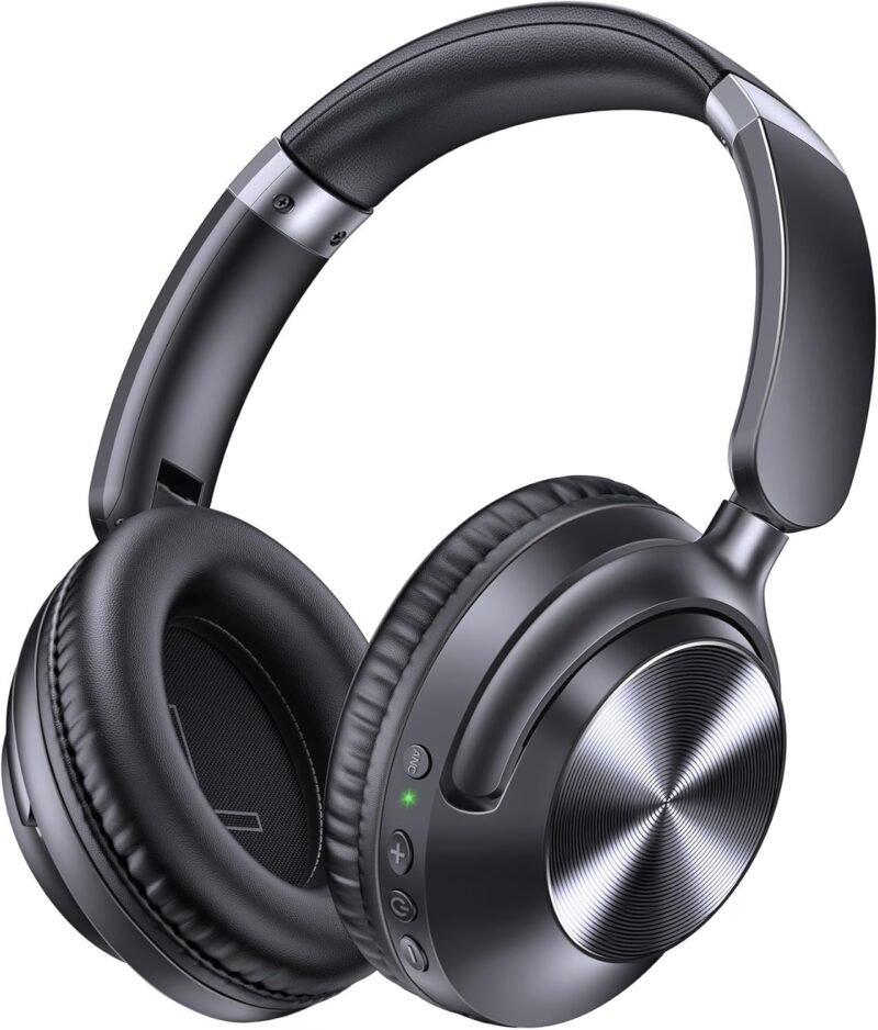 TAGRY Active Noise Cancelling Headphones 100H Playtime Over Ear Bluetooth Headphones with Deep Bass Light Weight Earphones Comfort Headsets with Fast Charging for Travel Home Office PC Black