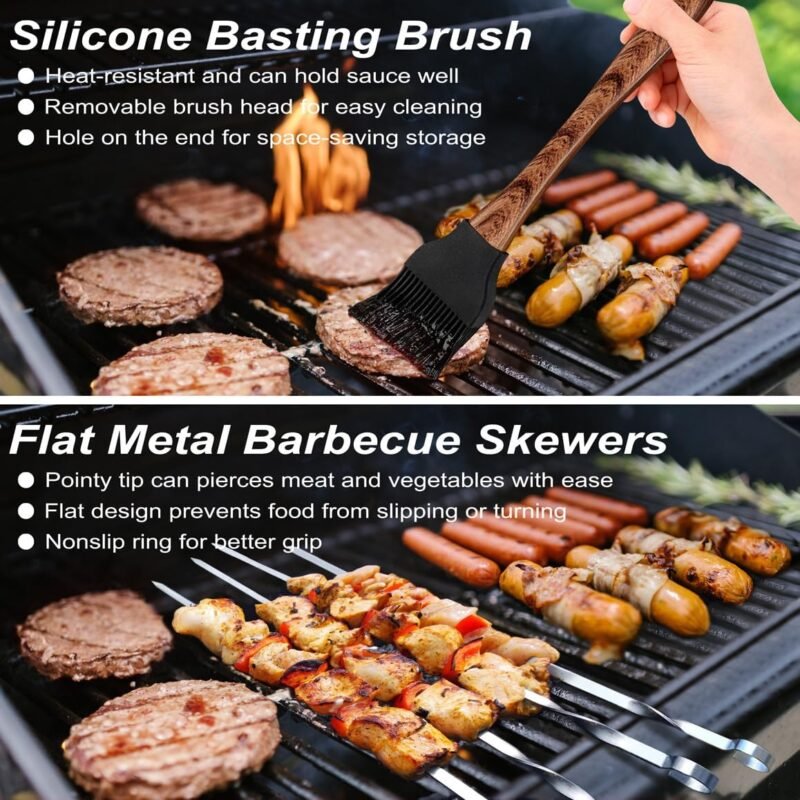 POLIGO 22PCS Heavy Duty BBQ Grill Accessories Set, Non-Slip Grill Tools for Outdoor Grill Set Thicker Stainless Steel Grill Utensils Set, Deluxe Grilling Tools Set in Aluminum Case Ideal Gifts for Men - Image 6