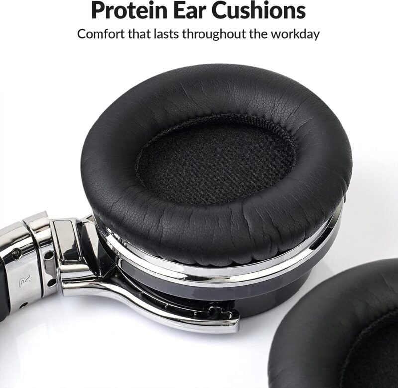 Silensys E7 Active Noise Cancelling Headphones Bluetooth Headphones with Microphone Deep Bass Wireless Headphones Over Ear, Comfortable Protein Earpads, 30 Hours Playtime for Travel/Work, Black - Image 4