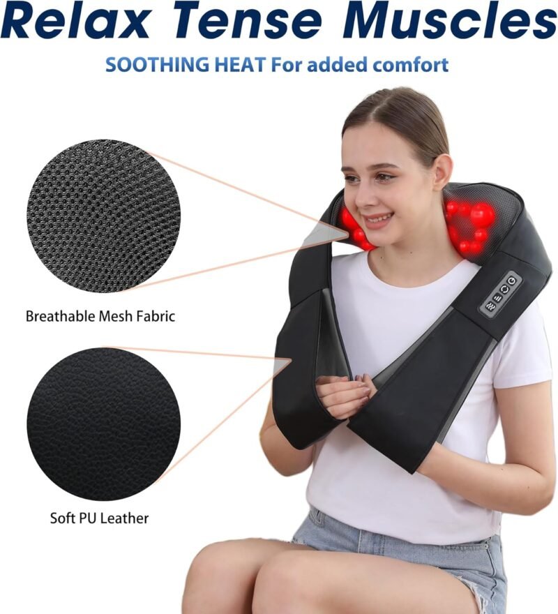 Shiatsu Neck and Back Massager with Heat,Electric Deep Tissue Kneading Neck and Shoulder Massage,Best Gifts for Women Men Mom Dad Mothers Fathers Day Birthday Gift(NOT Cordless) - Image 5