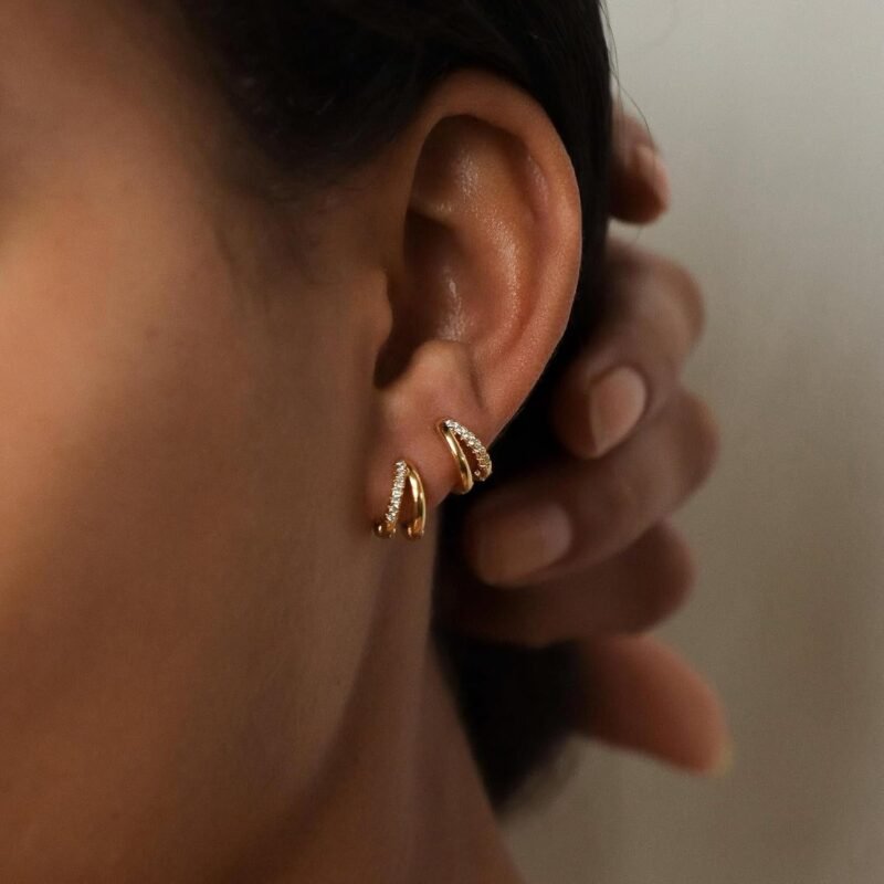 Gold Hoop Earrings for Women,14K Gold Huggie Hoop Earrings for Gift - Image 2