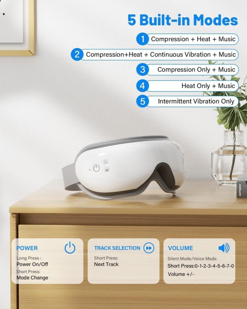 Eye Massager with Heat & Bluetooth Music, Mothers Day Birthday Gifts for Women, Reduce Eye Strain, Headache Relief and Improve Sleep, Eye Care Device for Migraine - Image 6