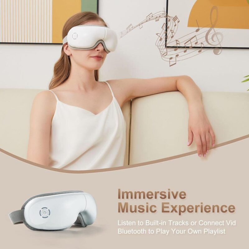 Eye Massager with Heat, Heated Eye Mask with Bluetooth Music, Massages Eye Muscles, Eye Care Gift with 5 Massage Modes and 180° Folding Design, Gifts for Friend, Mom and Dad - Image 5
