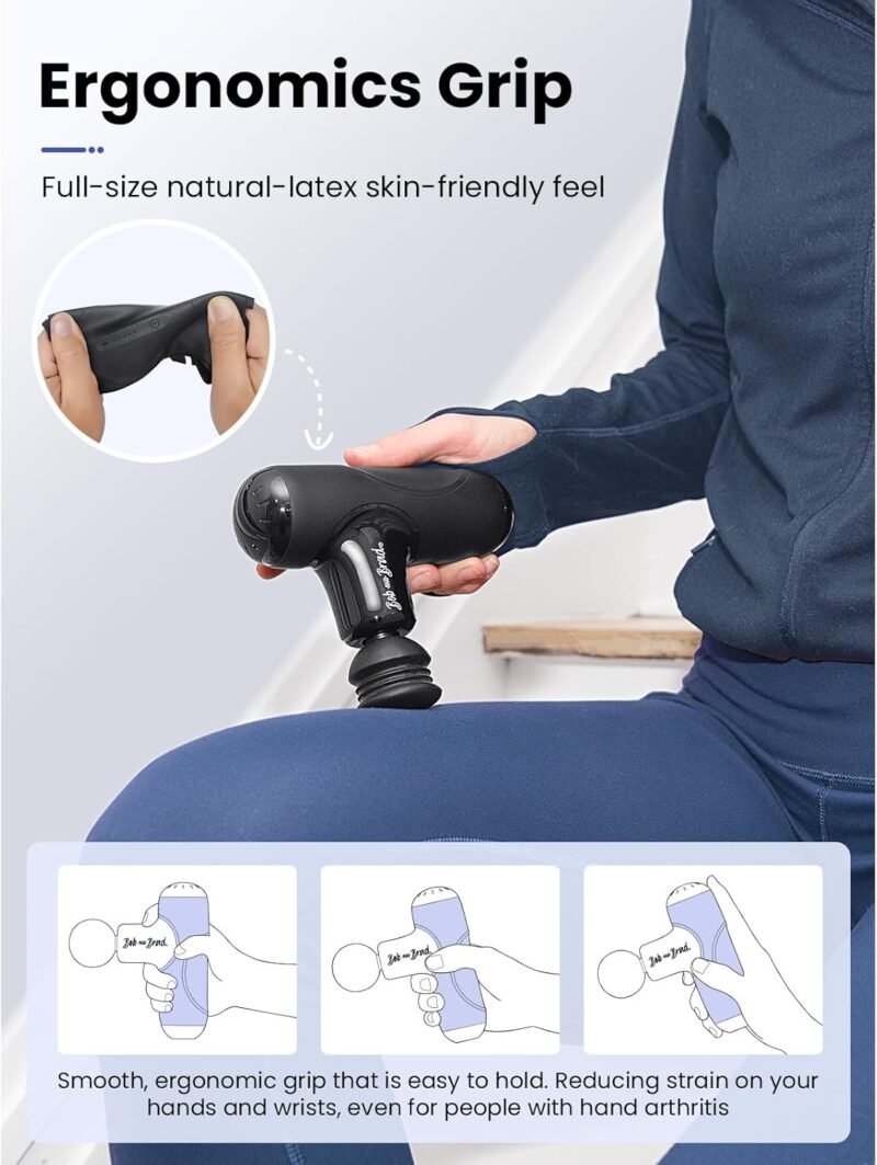 BOB AND BRAD Q2 Mini Massage Gun, Pocket-Sized Deep Tissue Massager Gun, Portable Percussion Muscle Massager Gun, Ultra Small & Quiet Muscle Massage Gun with Carry Case, FSA and HSA Eligible -Black - Image 8