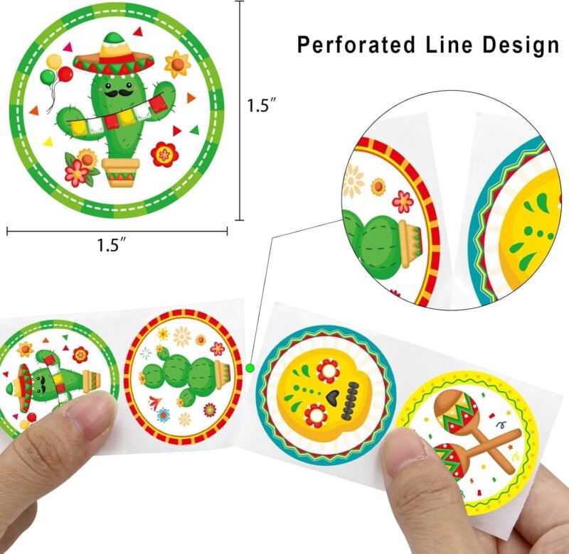 500Pcs Fiesta Stickers for Kids Cinco De Mayo Mexican Roll Sticker Party Favors Decorations - Image 3