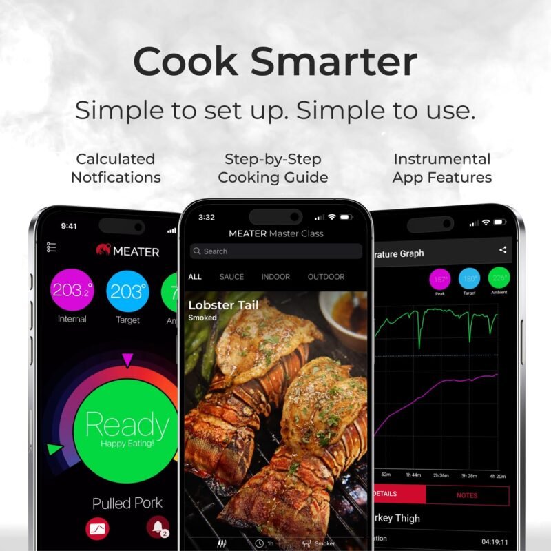 MEATER SE: Smart Bluetooth Meat Thermometer | Long-Range Wireless Probe for Oven, Grilling, Smoking, BBQ & Air Fryer | Dual Sensors & Guided Cook System | Black Charger - Image 3