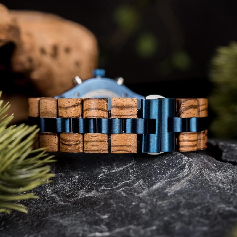 2win Mens Personalized Engraved Wooden Watches Fashion Multifunction Custom Watch Birthday Anniversary Wood Watches for Husband Boyfriend Dad Him Son with Gift Box - Image 3