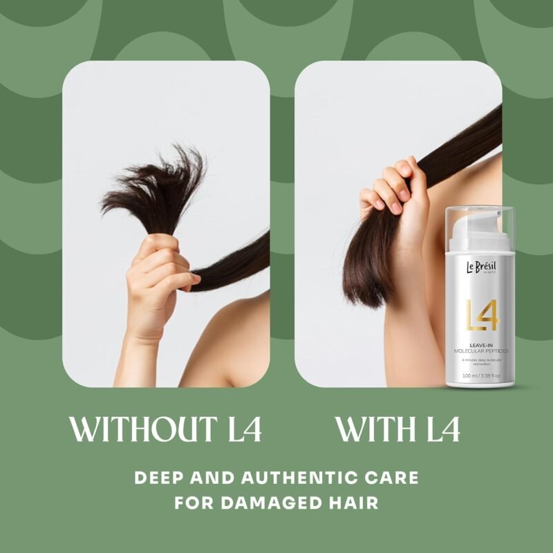 Leave-In L4 Molecular Peptides Hair Mask - Repairs Dry or Damaged Hair - Deep Molecular Restoration In 4 minutes - 100ml / 3.38 Fl Oz - Image 4