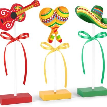 3 Pcs Cinco De Mayo Table Decoraions Wooden Signs Mexican Fiesta Decorations for Home Holiday Party(Color)