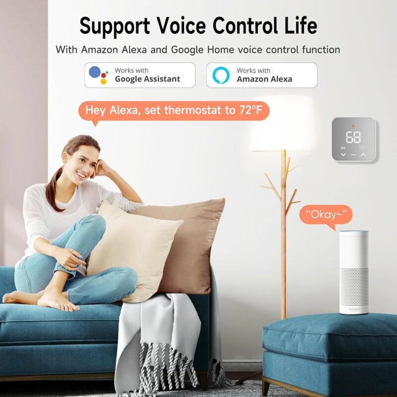 Smart Thermostat for House, WiFi Programmable Thermostat, Compatible with Alexa and Google Assistant, Remote Control Tuya/Smart Life, 𝗖-𝗪𝗶𝗿𝗲 𝗥𝗲𝗾𝘂𝗶𝗿𝗲𝗱 - Image 4