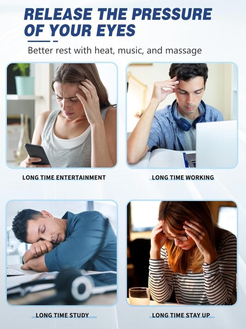 Eye Massager with Heat, Mothers Day Gifts for Mom, Heated Eye Massager for Migraines with Compression and Bluetooth, Reduce Eyes Strain, Dark Circles and Improve Sleep, Gifts for Women Men - Image 6