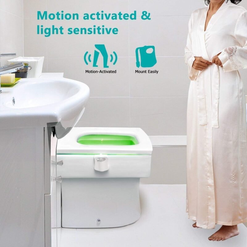 ZEZHOU Original Toilet Night Light 2 Pack, Motion Sensor Activated LED Lamp, Fun 8 Colors Changing Bathroom Nightlight Add on Toilet Bowl Seat, Perfect Decorating Gadget for Dad Adults Kids Toddler - Image 3